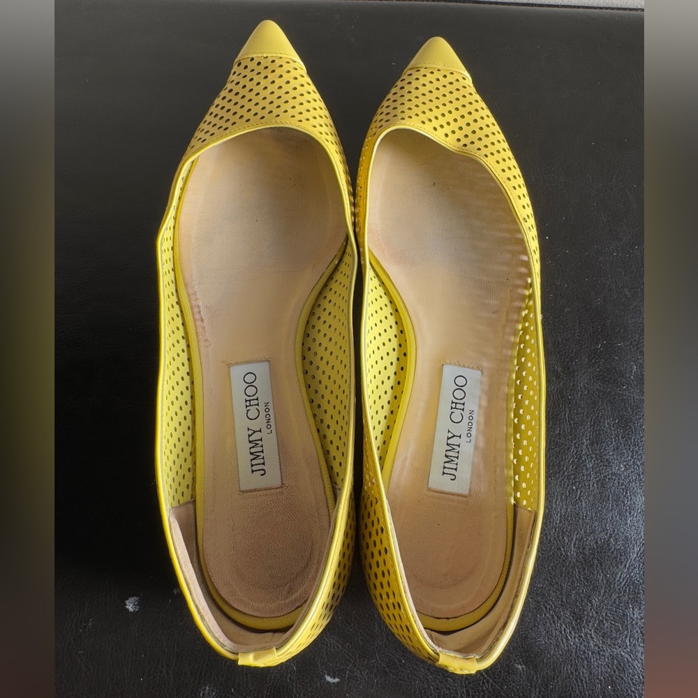 Jimmy Choo London Patent Leather Flats sz 41 Yellow